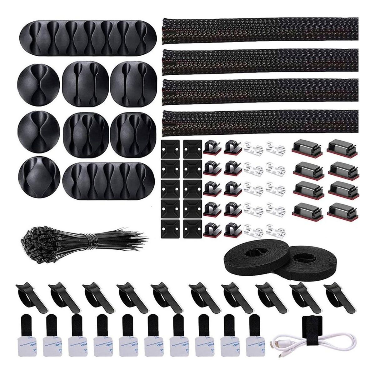 GENERICO - Kit Organizador de Cables de 173 Piezas con Accesorios