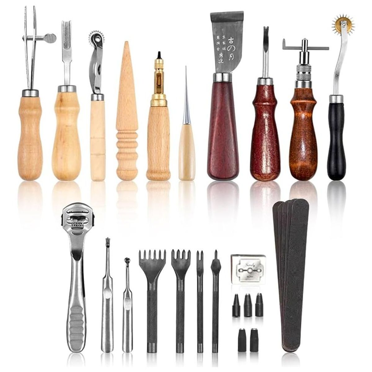 GENERICO - Kit de Herramientas de Cuero - 19 Piezas para Artesanía