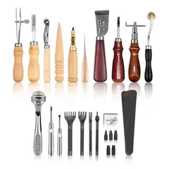 GENERICO - Kit de Herramientas de Cuero - 19 Piezas para Artesanía
