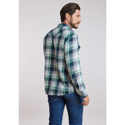 Imagen 2 del producto Camisa Hombre Western Shirt Green Blue Plaid