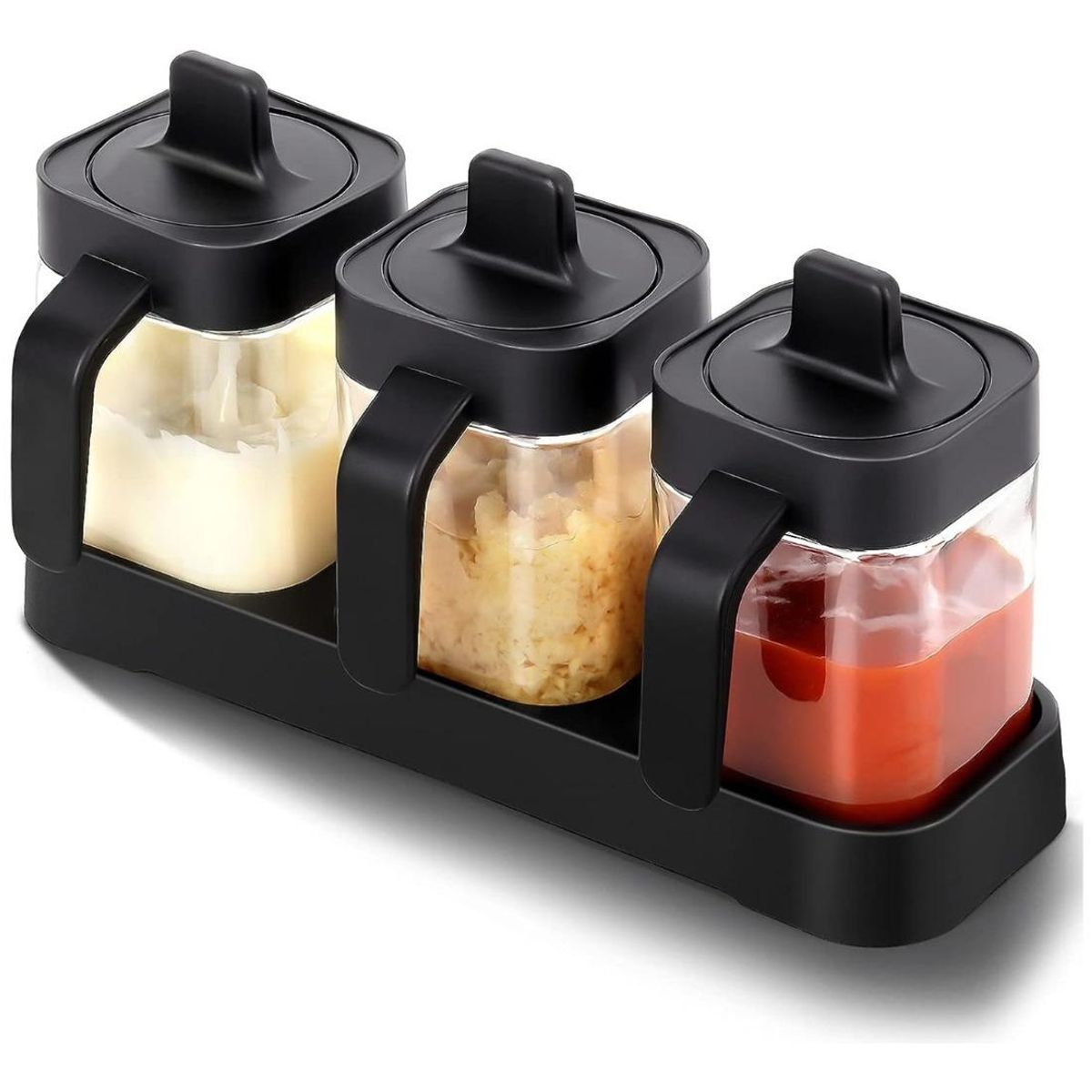 GENERICO - Set de Especieros de Vidrio 3 Piezas - Diseño Elegante