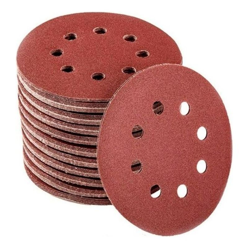 GENERICO - Set de 100 Lijas 180 Velcro 125 mm con Orificios