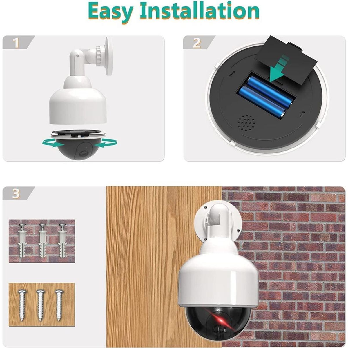 GENERICO - Cámara Simulada Tipo Domo para Seguridad Interior y Exterior