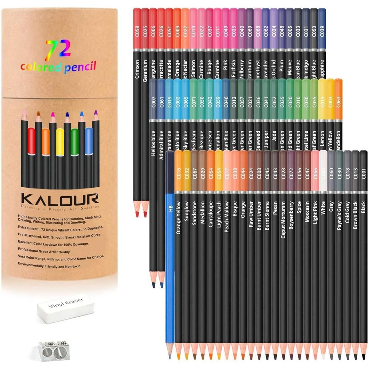 GENERICO - Juego de 72 Lápices de Colores para Dibujo y Arte