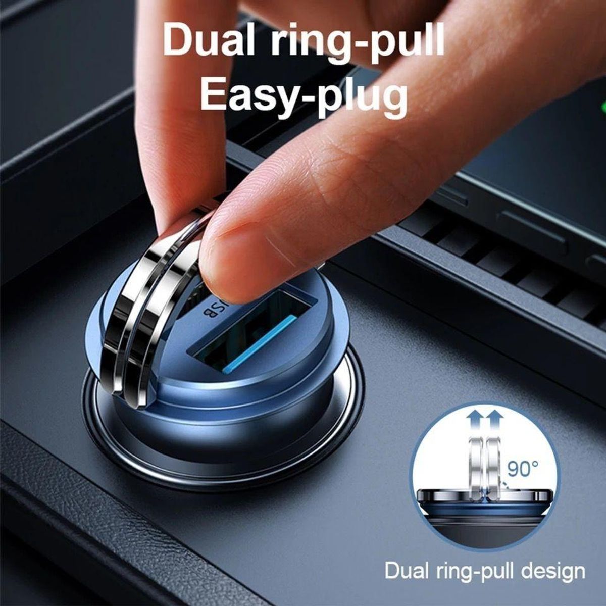 GENERICO - Cargador de Auto 20W con Doble Puerto USB y Tipo-C