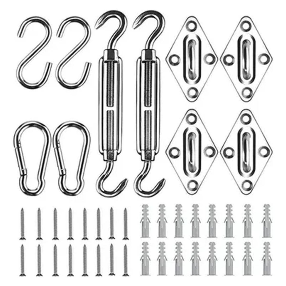 GENERICO - Kit de Instalación para Toldos Vela de Acero Inoxidable