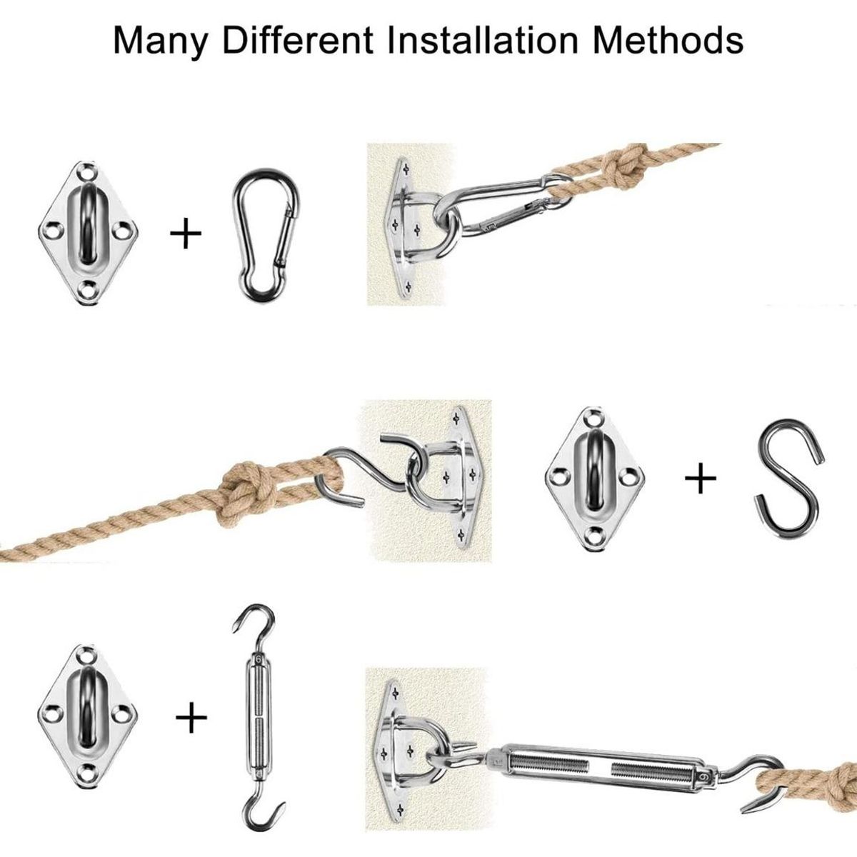 GENERICO - Kit de Instalación para Toldos Vela de Acero Inoxidable