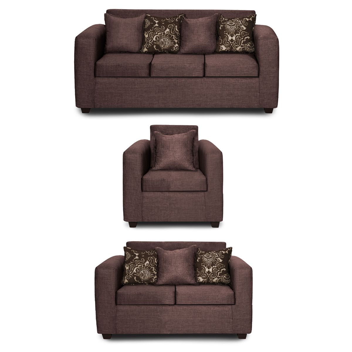 ADONIS LEUDH - Living 3+2+1 Ezeiza Tela Lisa Café Oscuro