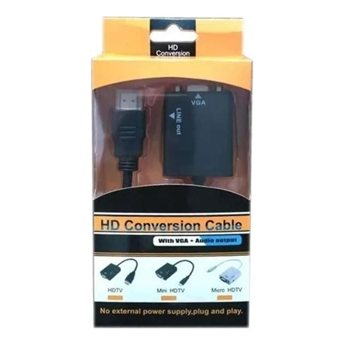 GENERICO - Adaptador HDMI a VGA con Audio HD Plug and Play