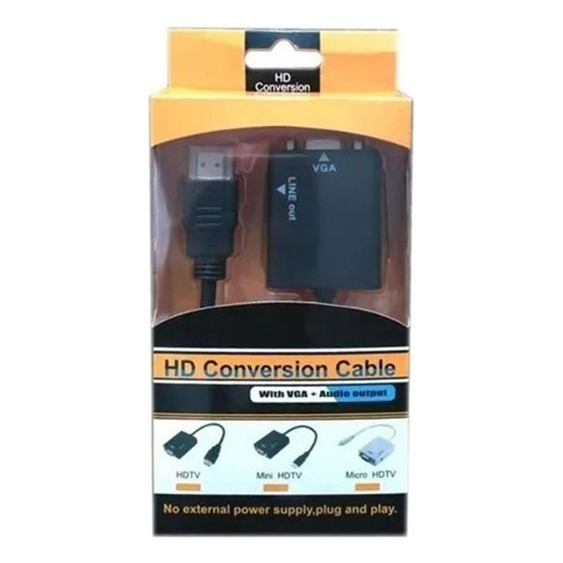 GENERICO - Adaptador HDMI a VGA con Audio HD Plug and Play