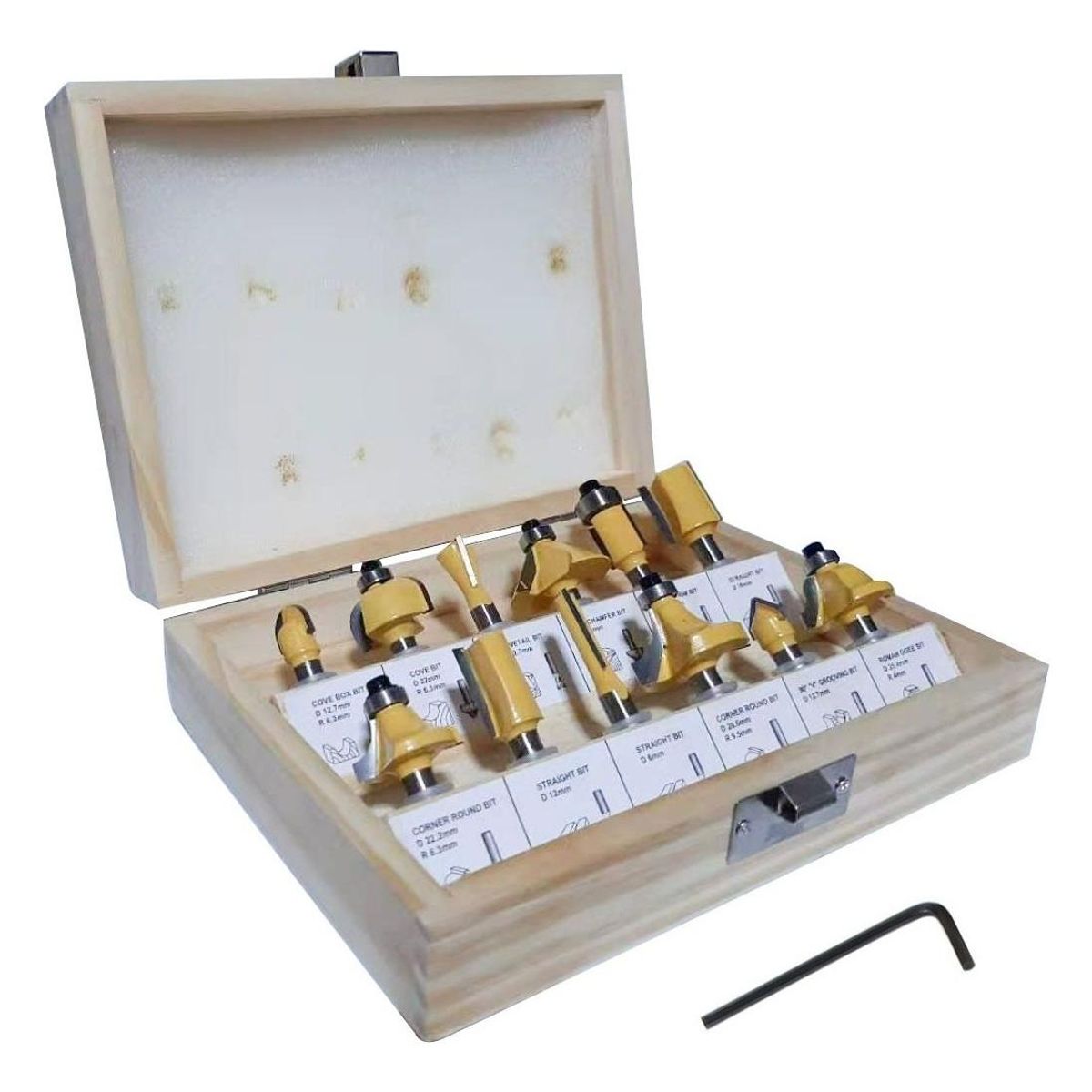 GENERICO - Set de 12 Brocas Fresas para Router de Acero al Carbono