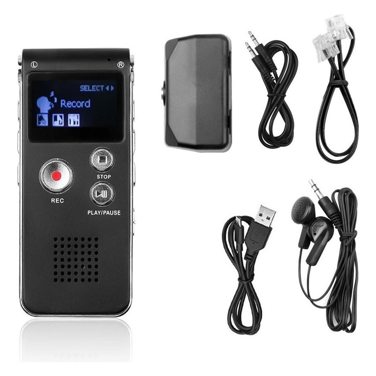 GENERICO - Grabadora Digital Profesional de Voz 8GB con Micrófono