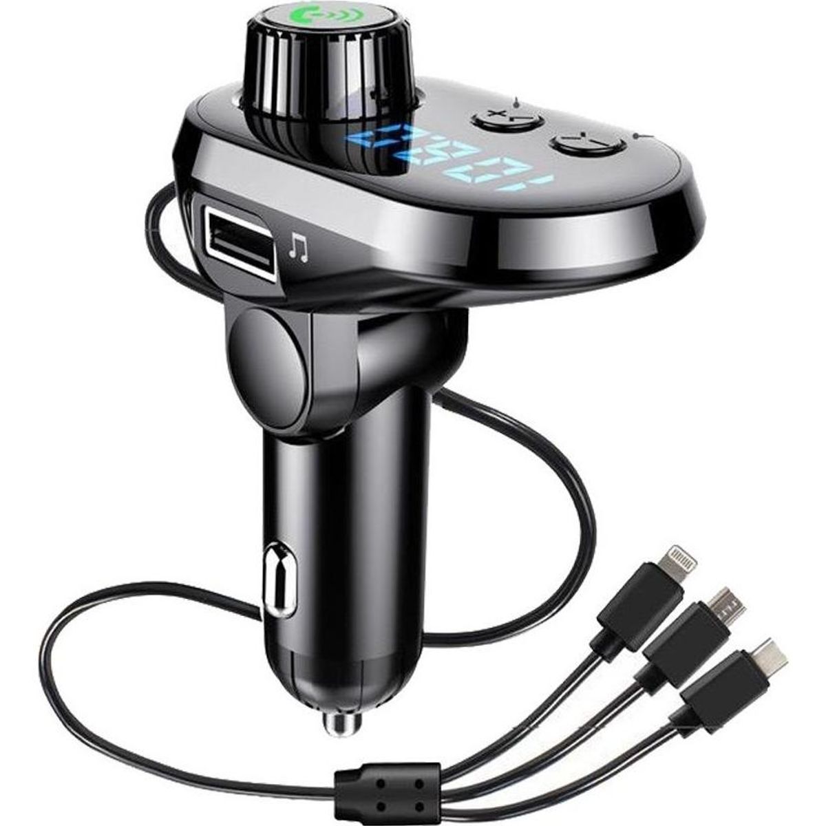 GENERICO - Transmisor FM Bluetooth 5 en 1 para Auto con Control Remoto