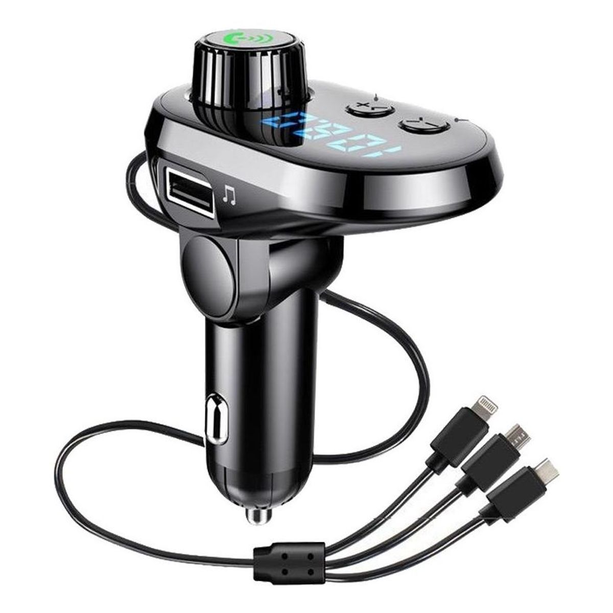 GENERICO - Transmisor FM Bluetooth 5 en 1 para Auto con Control Remoto