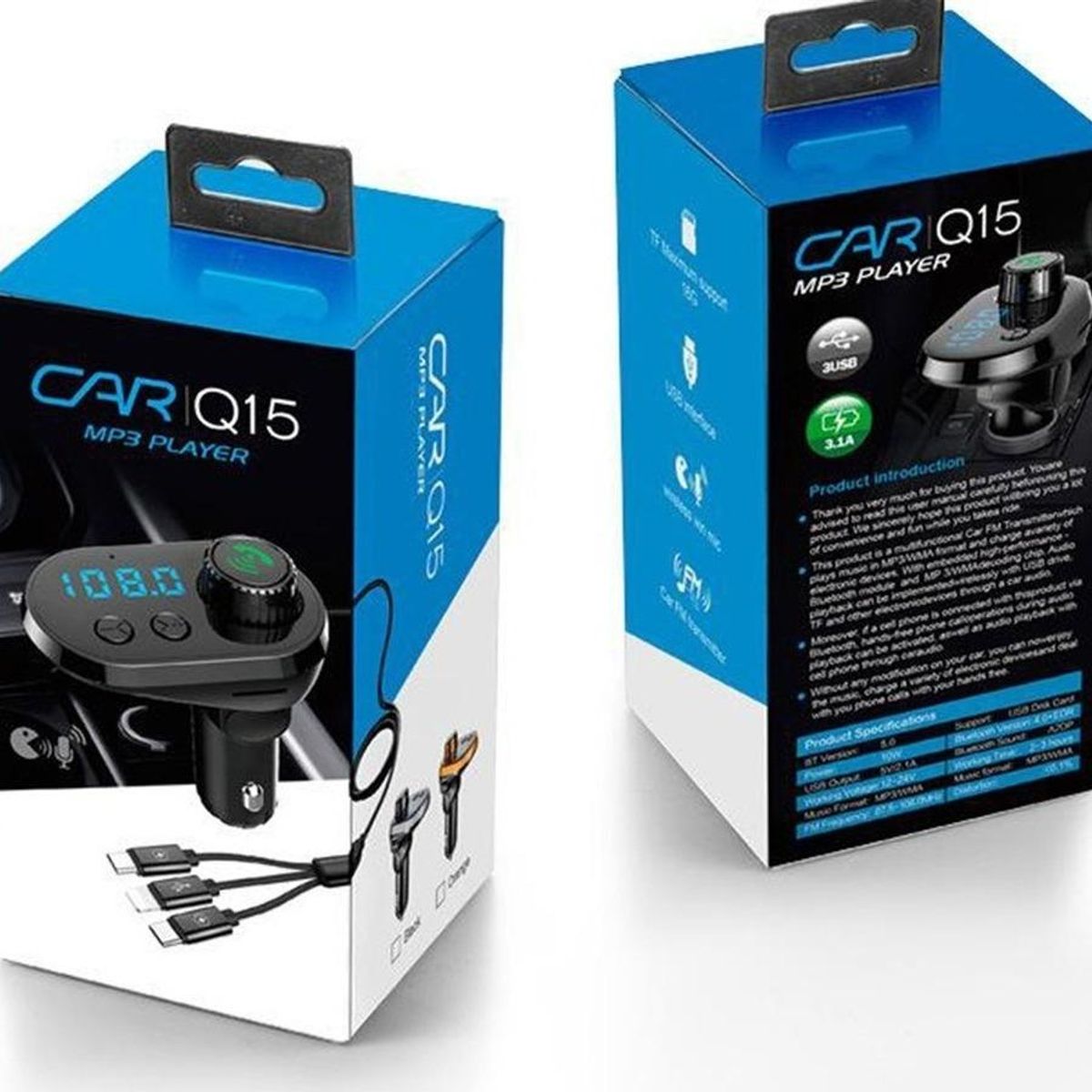 GENERICO - Transmisor FM Bluetooth 5 en 1 para Auto con Control Remoto