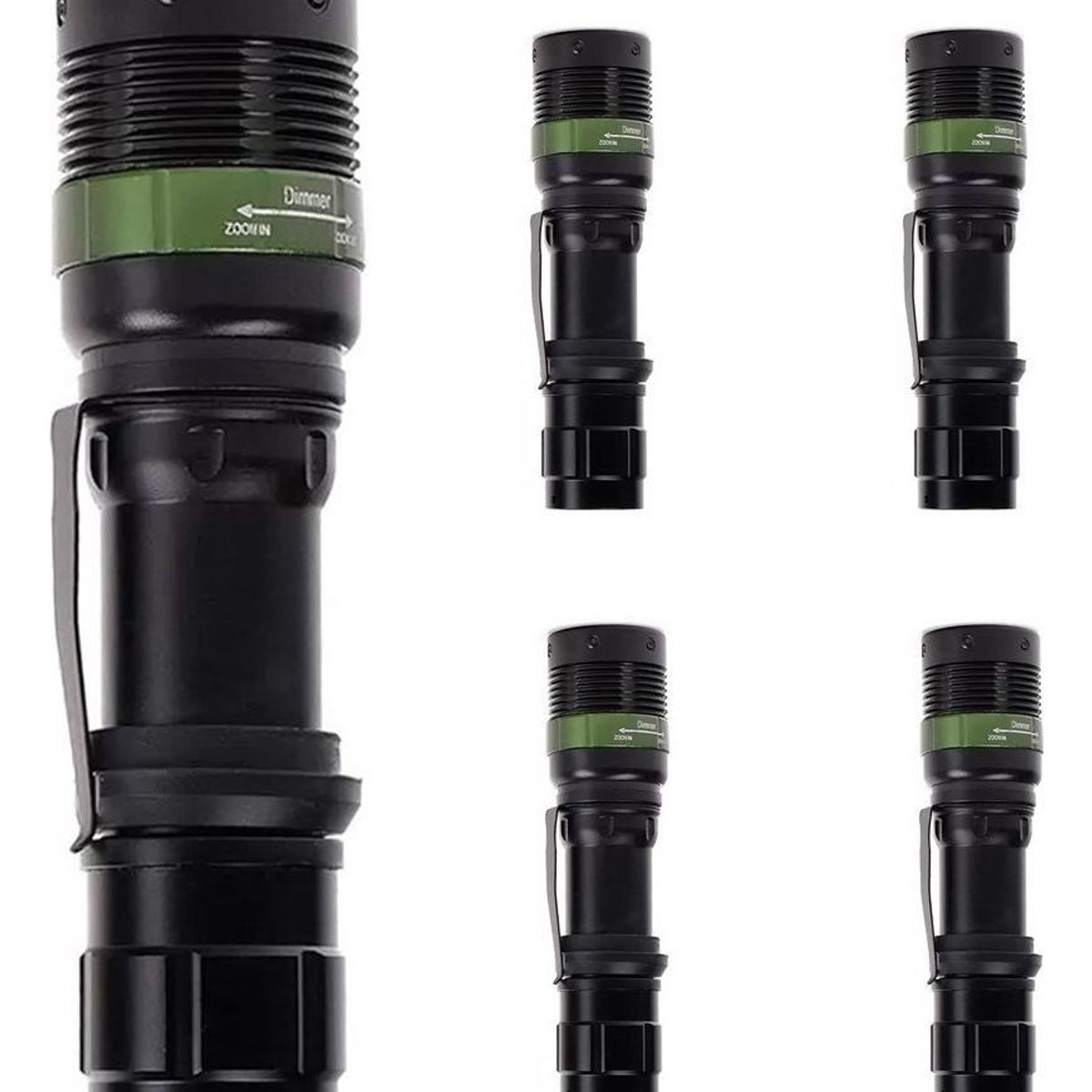 GENERICO - Pack de 5 Linternas Tácticas Zoom LED 1800 Lúmenes