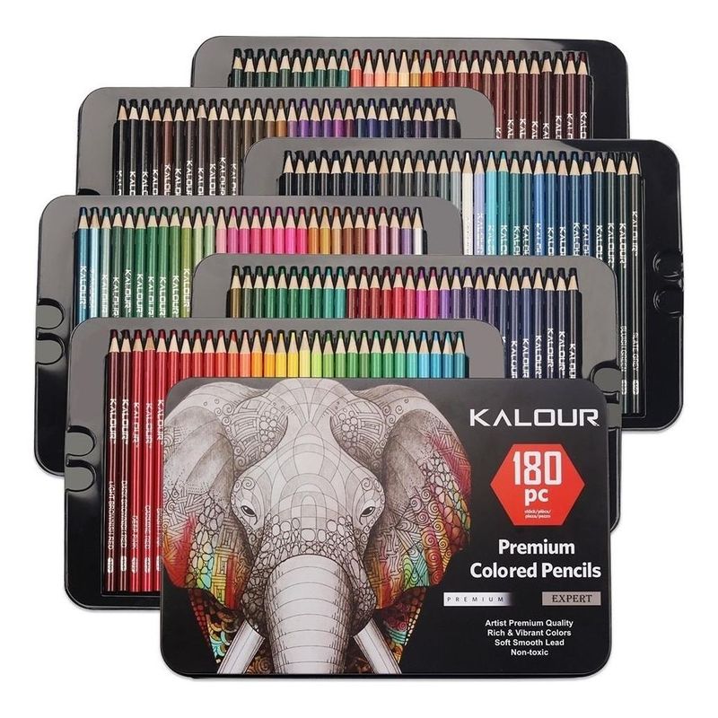 GENERICO - Set de 180 Lápices de Colores en Caja Metálica.