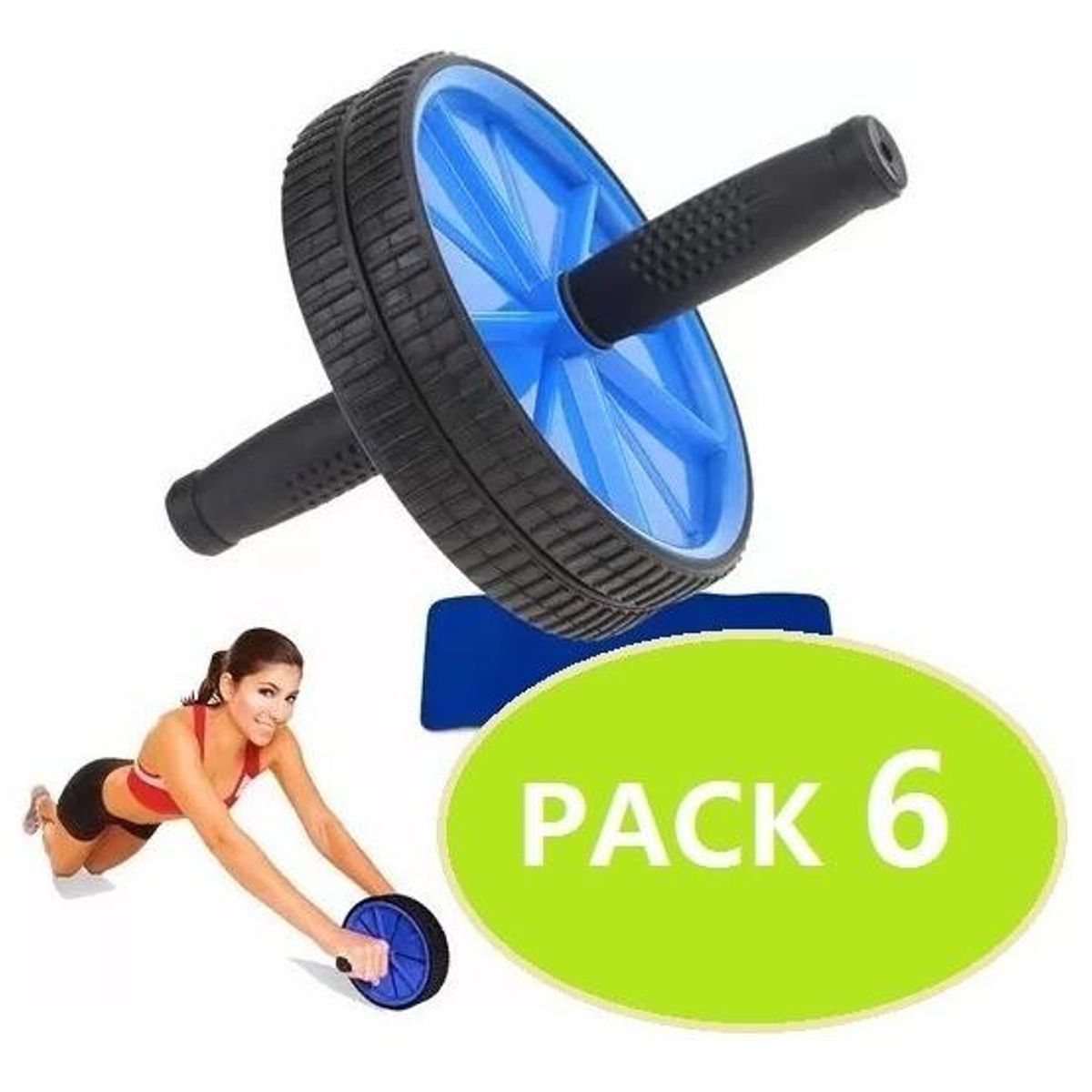 GENERICO - Pack de 6 Ruedas para Ejercicio Abdominal + Colchoneta