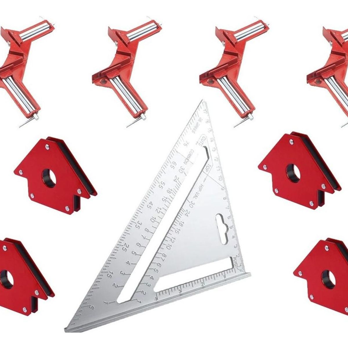 GENERICO - Juego de Escuadras Magnéticas y Prensa Esquinera para Madera