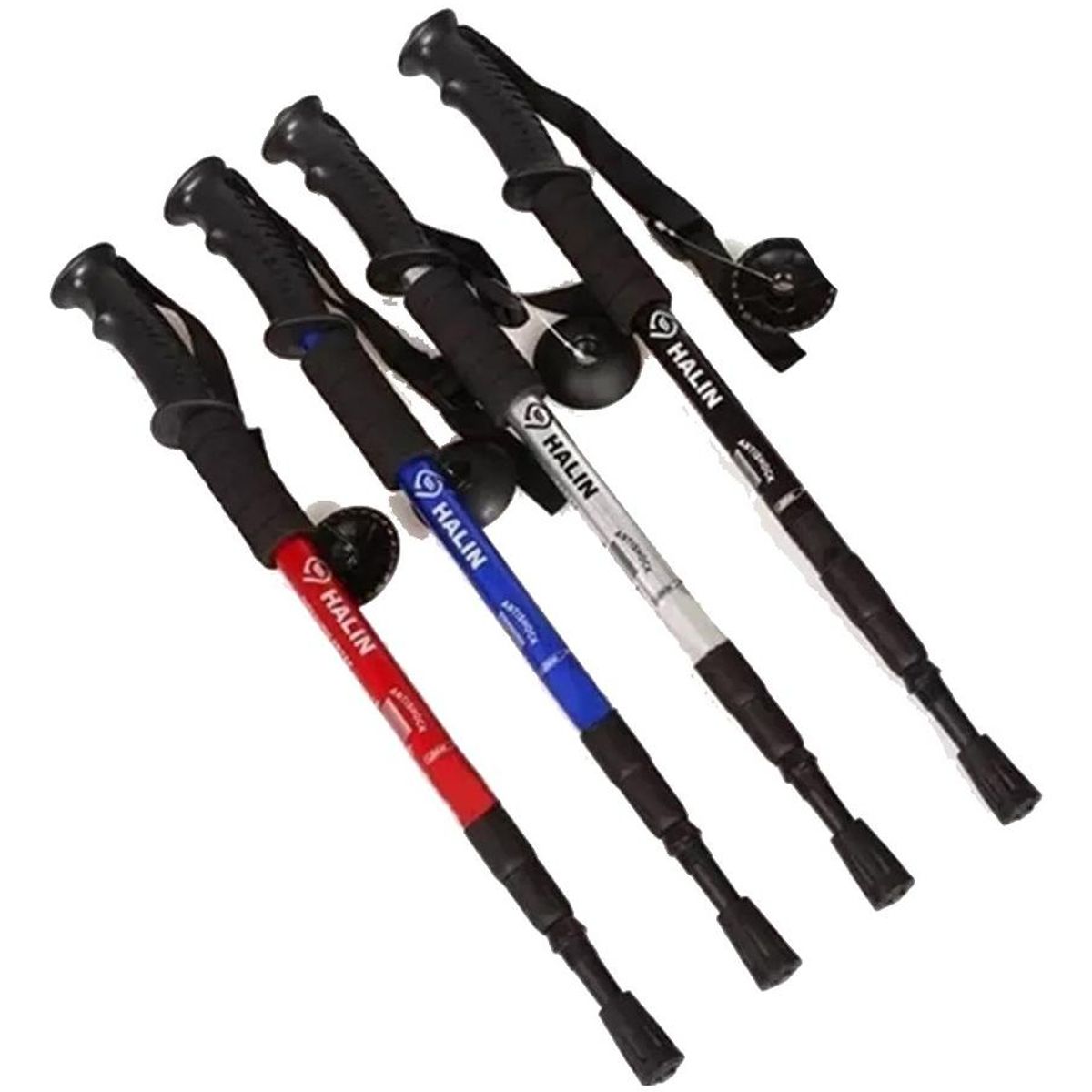GENERICO - Pack de 4 Bastones de Trekking Antishock 3 Tramos