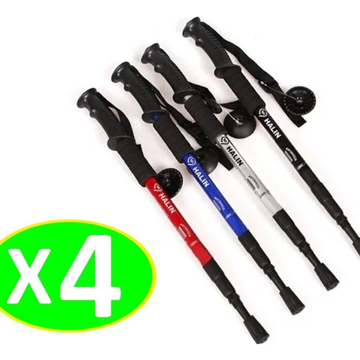 GENERICO - Pack de 4 Bastones de Trekking Antishock 3 Tramos