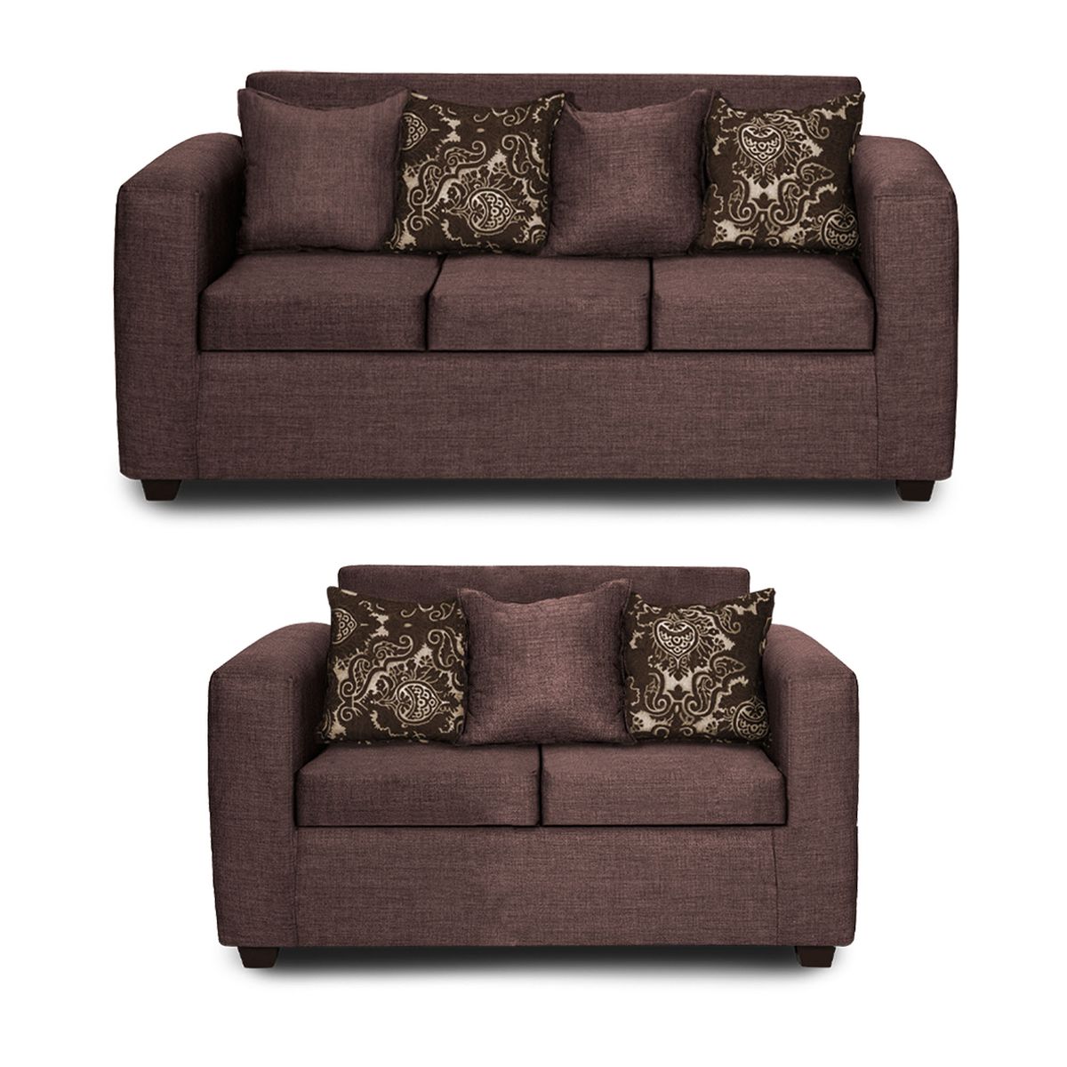 ADONIS LEUDH - Living 3+2 Ezeiza Tela Lisa Café Oscuro