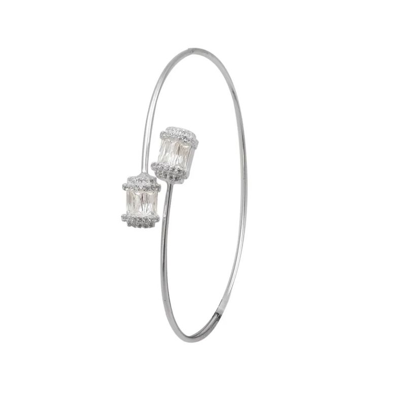 GENERICO - Pulsera Esclava Abierta Plata Dos Barriles De Circones
