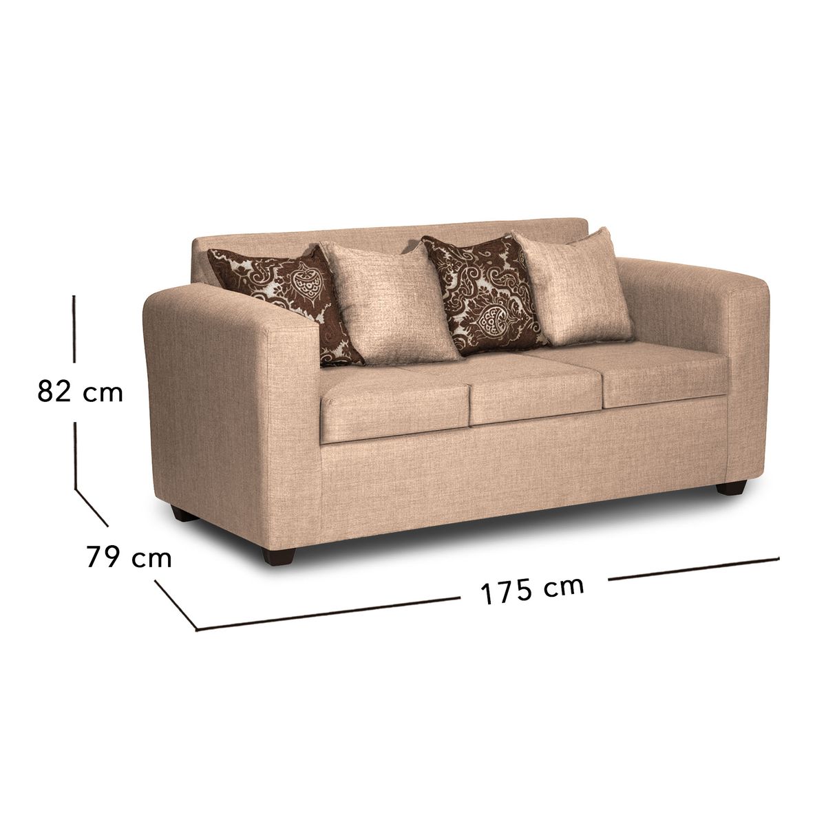 ADONIS LEUDH - Sofá 3 Personas Ezeiza Tela Lisa Beige