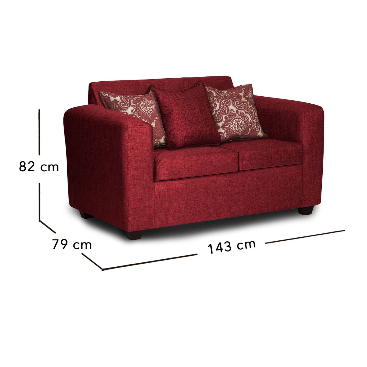 ADONIS LEUDH - Sofá 2 Personas Ezeiza Tela Lisa Burdeo