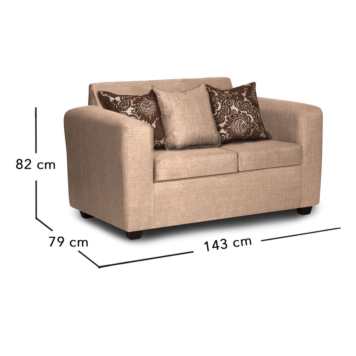 ADONIS LEUDH - Sofá 2 Personas Ezeiza Tela Lisa Beige