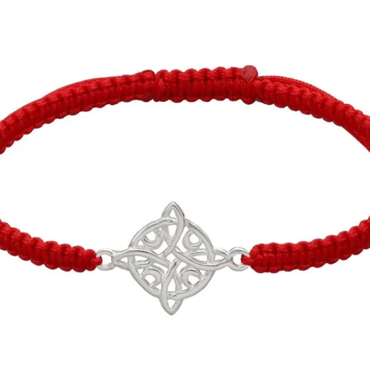 GENERICO - Pulsera Hilo Rojo Nudo De Brujas Y Luna Plata Protección