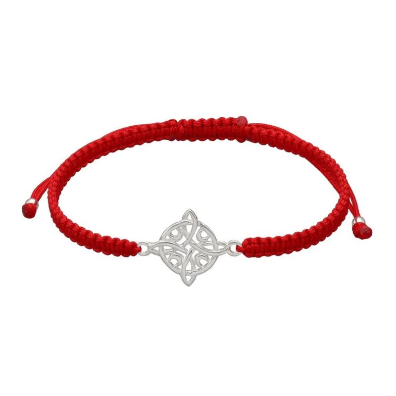 GENERICO - Pulsera Hilo Rojo Nudo De Brujas Y Luna Plata Protección