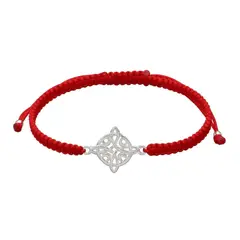 GENERICO - Pulsera Hilo Rojo Nudo De Brujas Y Luna Plata Protección