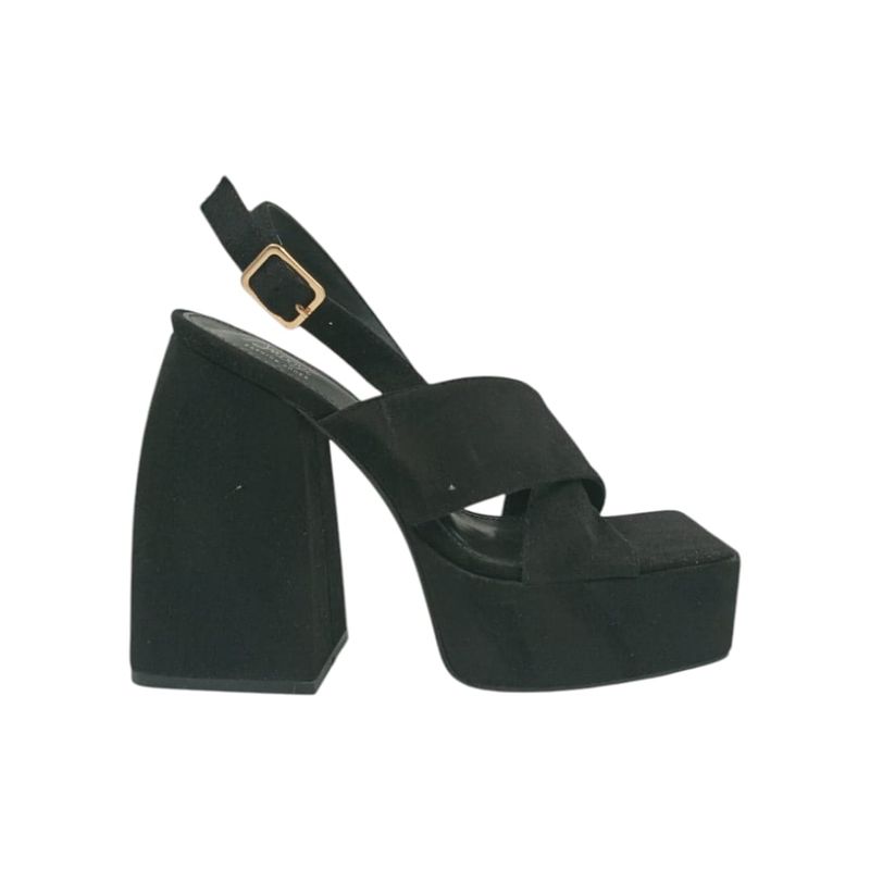 HERIEL - Sandalia Negra Plataforma Mujer.