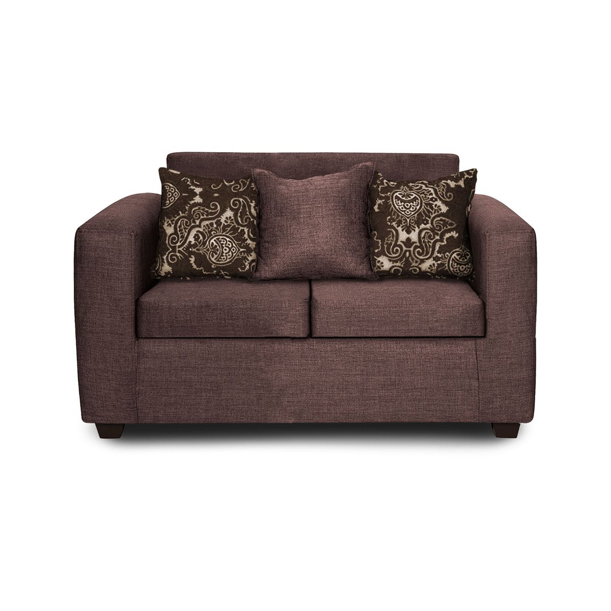 ADONIS LEUDH - Sofá 2 Personas Ezeiza Tela Lisa Café Oscuro