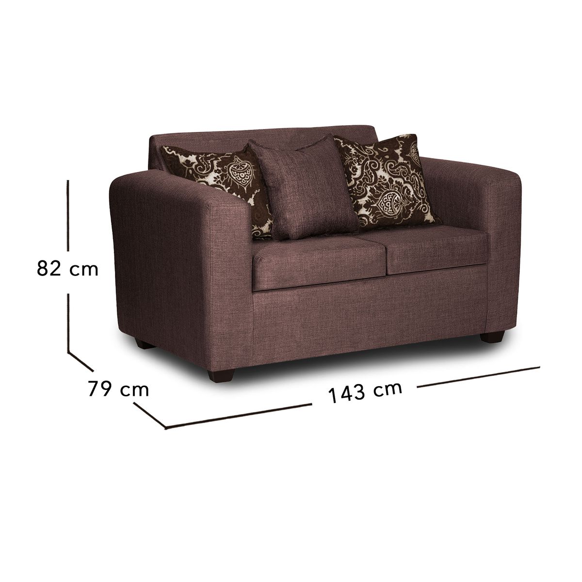 ADONIS LEUDH - Sofá 2 Personas Ezeiza Tela Lisa Café Oscuro