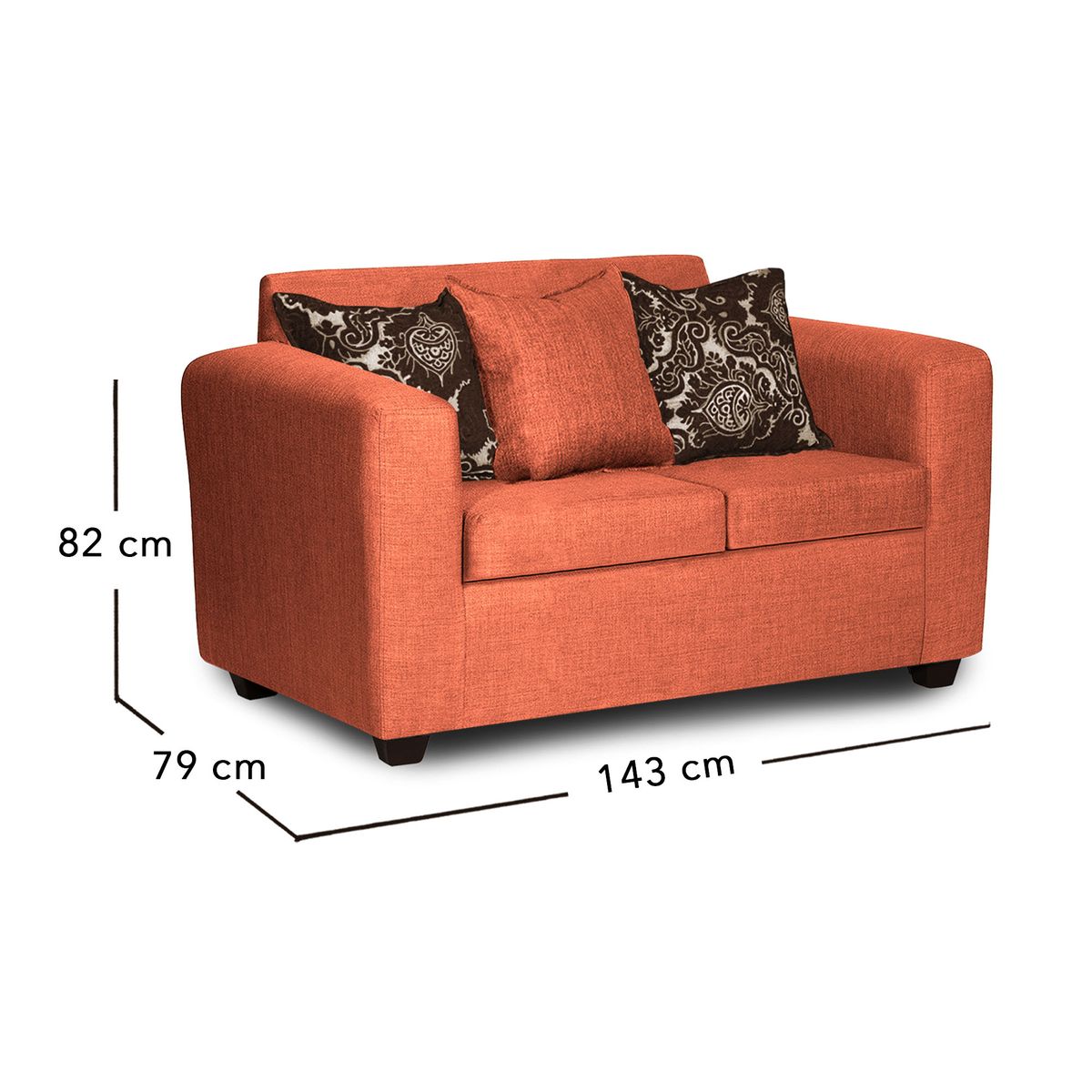 ADONIS LEUDH - Sofá 2 Personas Ezeiza Tela Lisa Terracota