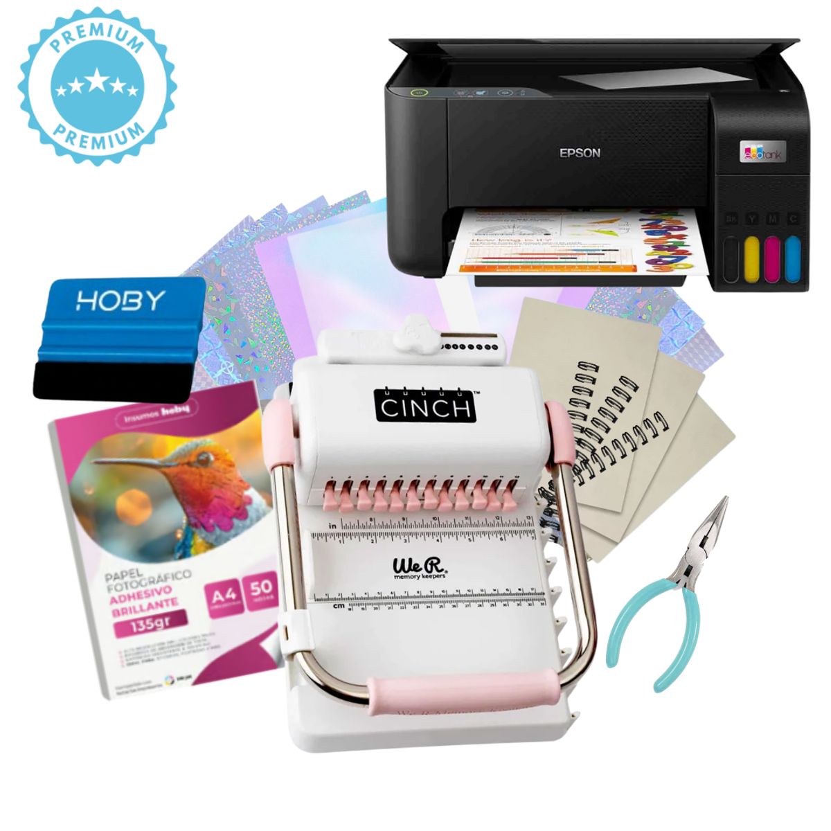 AMERICAN CRAFTS - Encuadernadora Cinch rosa kit + impresora L1250 K220