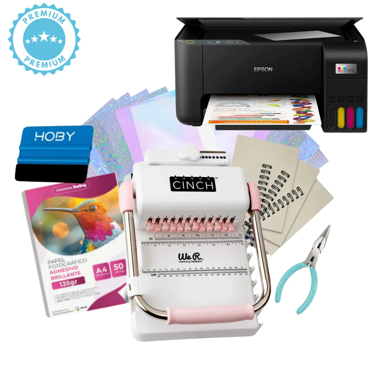 AMERICAN CRAFTS - Encuadernadora Cinch rosa kit + impresora L1250 K220