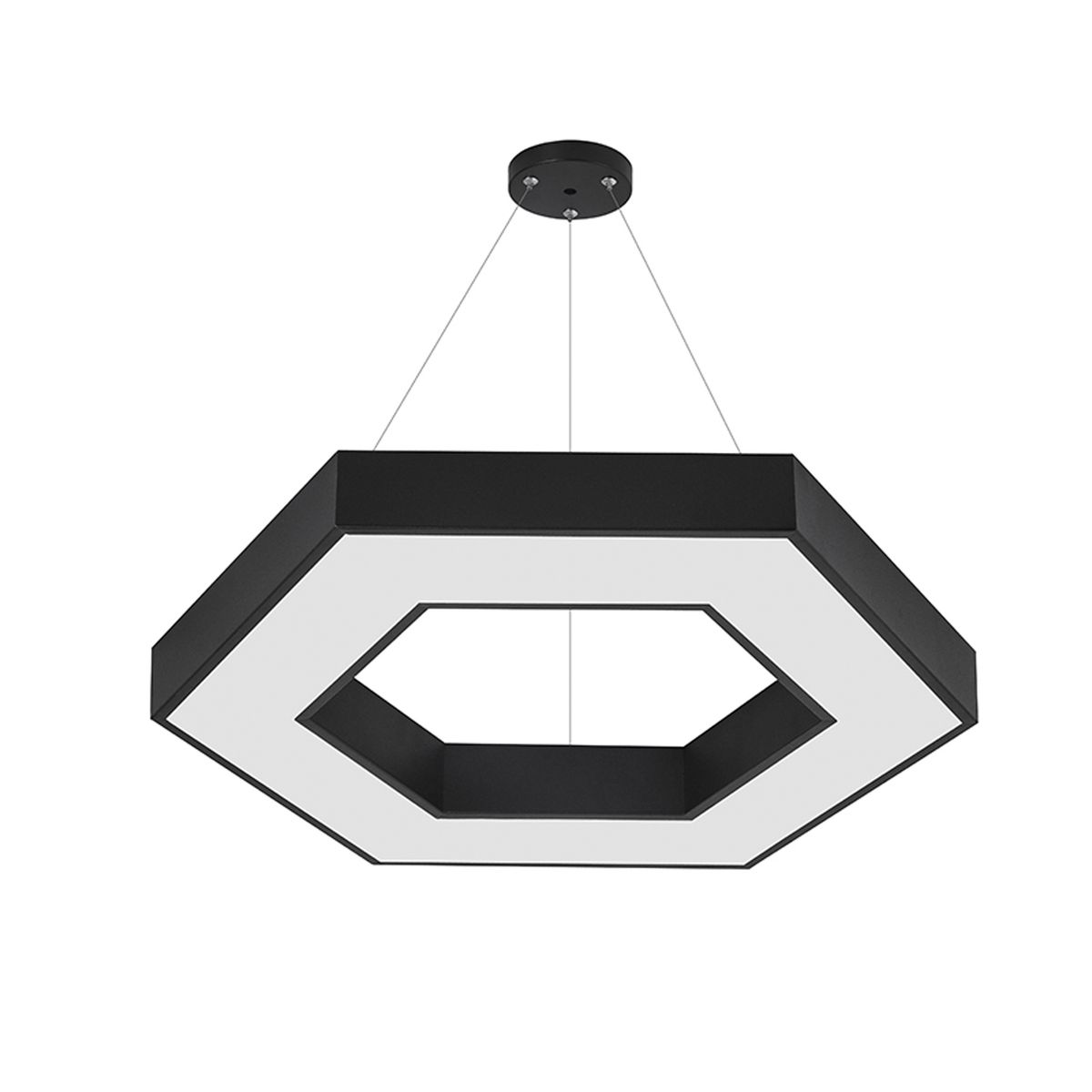 WANT - Lámpara Colgante Hexagonal Negra 42w- 60 cms CCT