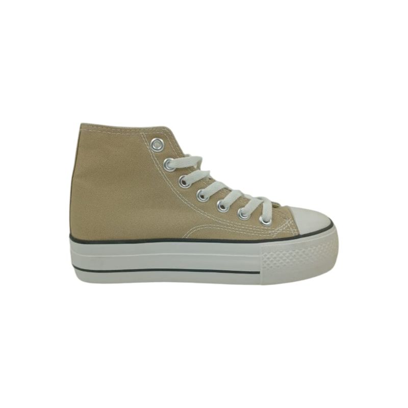 HERIEL - Zapatilla Beige Caña Mujer.