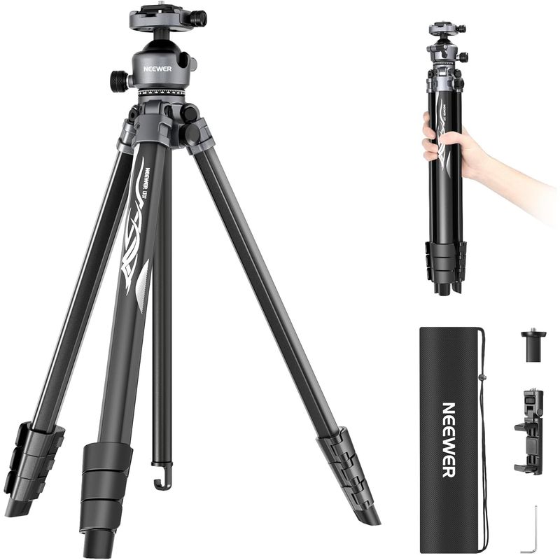 NEEWER - Trípode de Viaje Aluminio Neewer LT07 156 cm con Rótula Bola