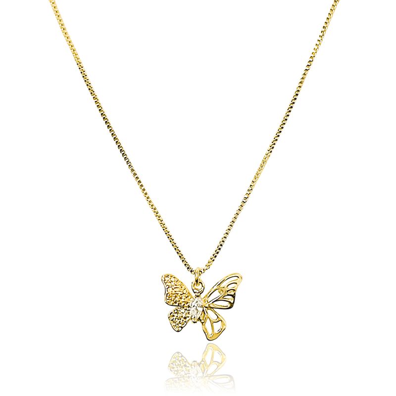 ANDREA COGGIOLA JOYAS - Collar Mariposa Rombo Circón Enchapado Oro 18K