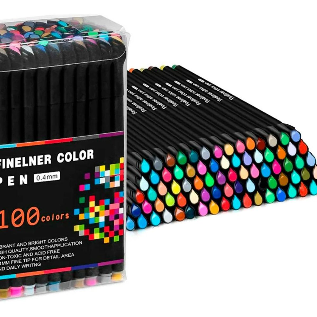 GENERICO - Lápices Fineliner de 100 Colores con Punta Fina 04mm