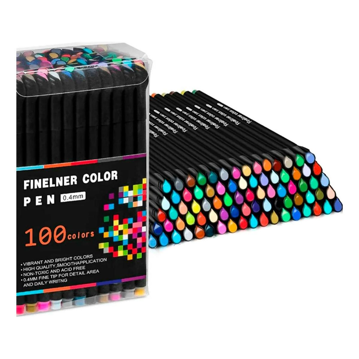 GENERICO - Lápices Fineliner de 100 Colores con Punta Fina 04mm