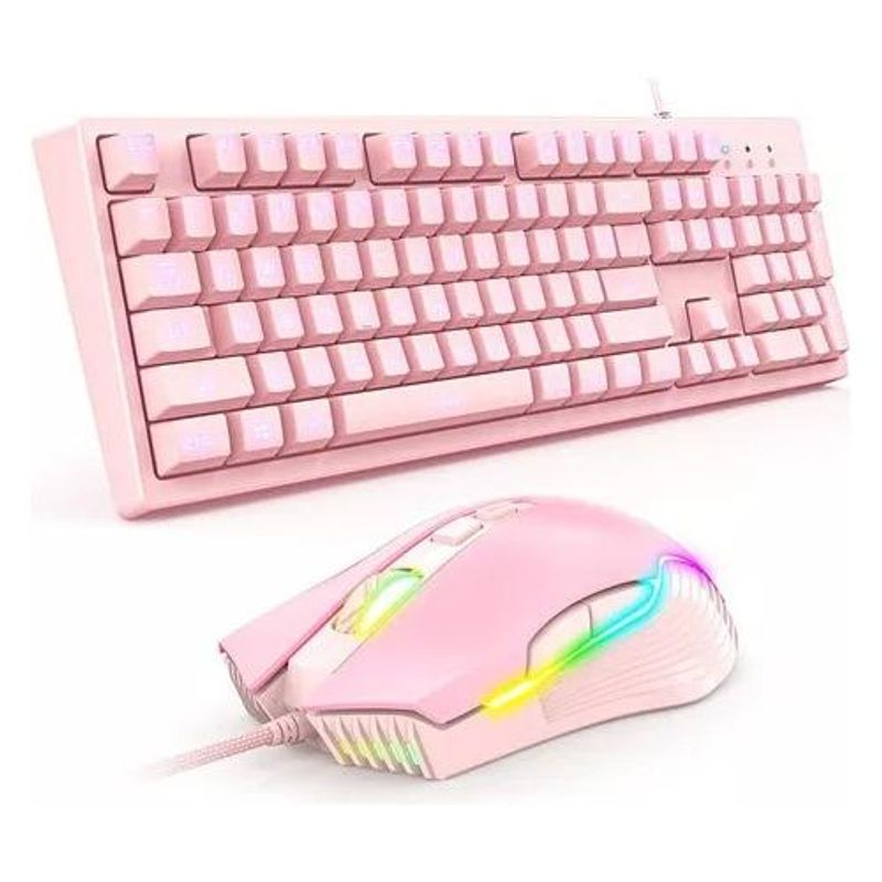 GENERICO - Kit Gamer Rosado Onikuma Teclado G25 LED y Mouse RGB CW905.