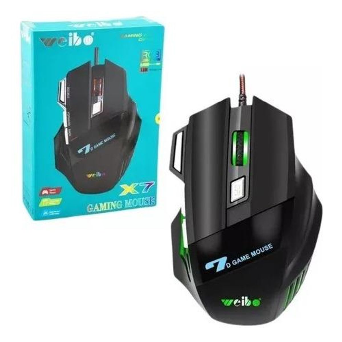 GENERICO - Mouse de Juego RGB Weibo X7 con Iluminación Personalizable