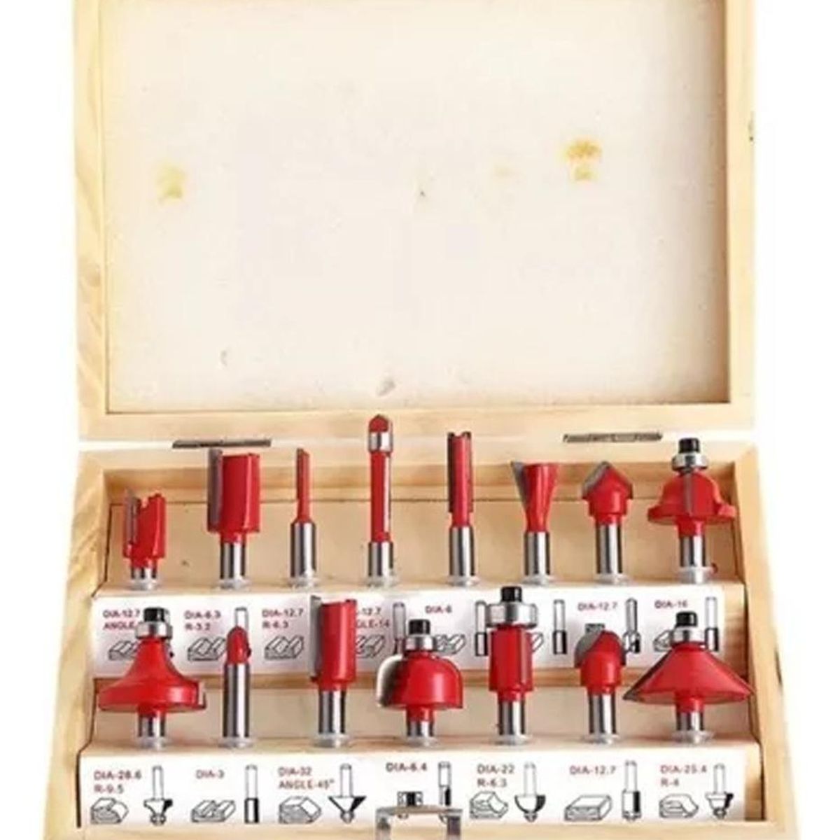 GENERICO - Juego de Brocas de Router para Madera - 15 Piezas de 635mm