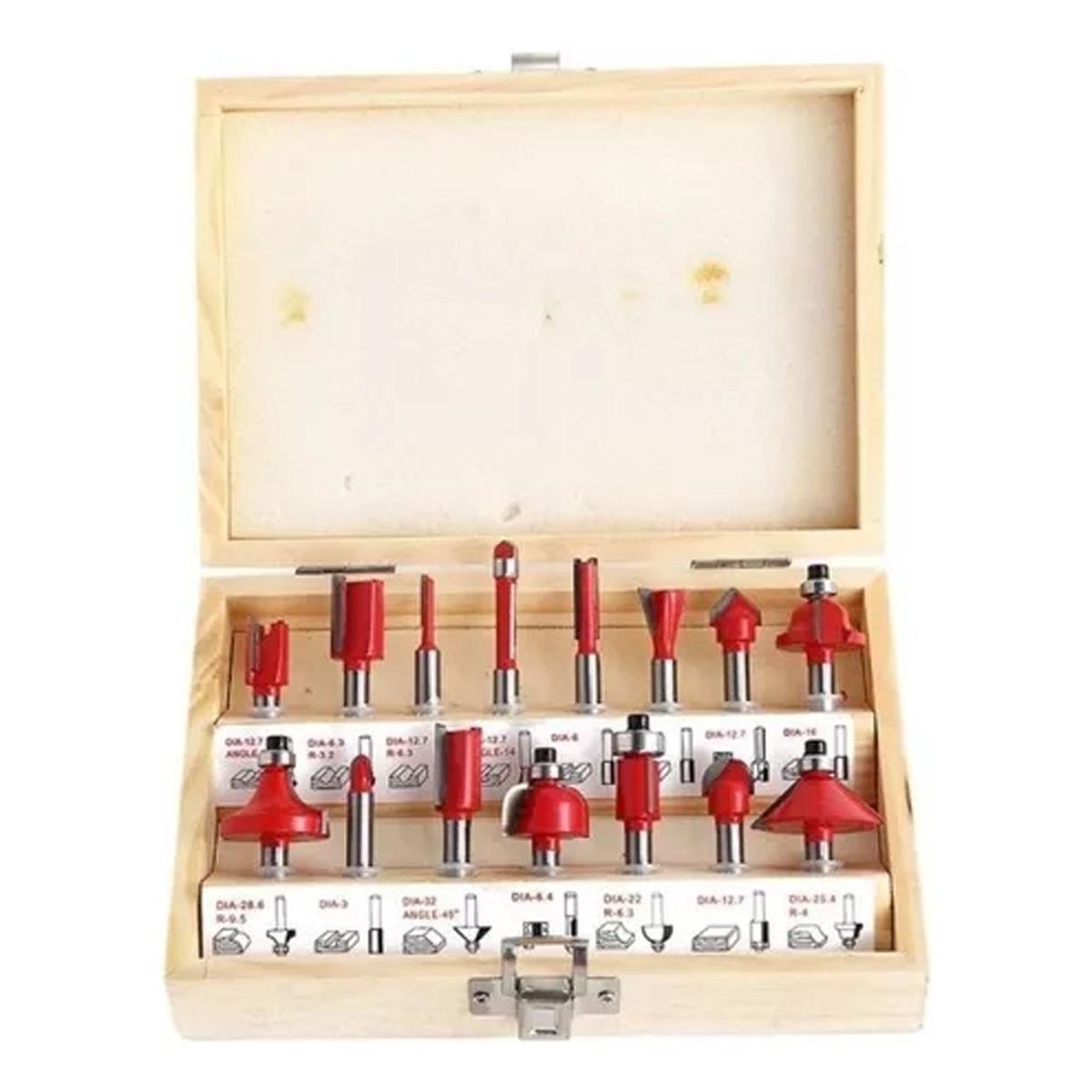 GENERICO - Juego de Brocas de Router para Madera - 15 Piezas de 635mm