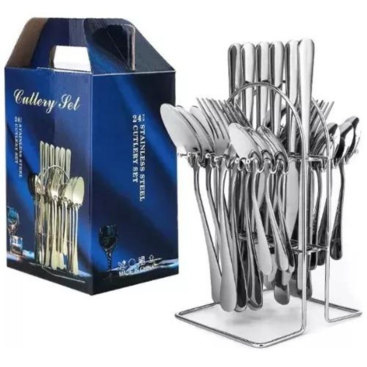 GENERICO - Set de Cubiertos de Acero Inoxidable de 24 Piezas